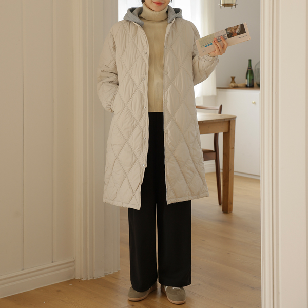 Maternity*Two-way quilted long padding (detachable hood)