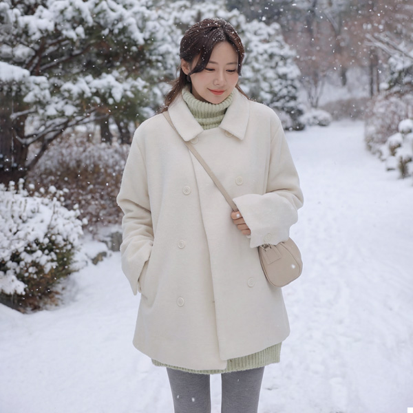 Maternity*White Snow Half Coat