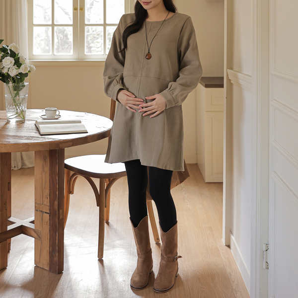 Maternity*Peach Cut Mini Dress (Early to Middle Childhood/Newborn Mom)