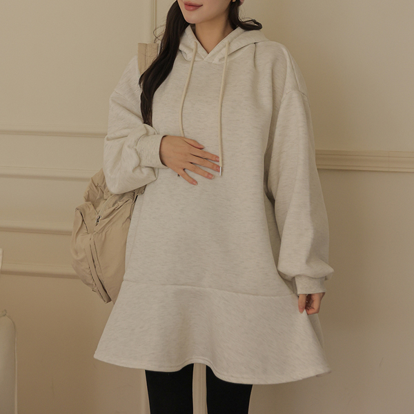 Maternity*Hooded Frill Mini Maternity Dress