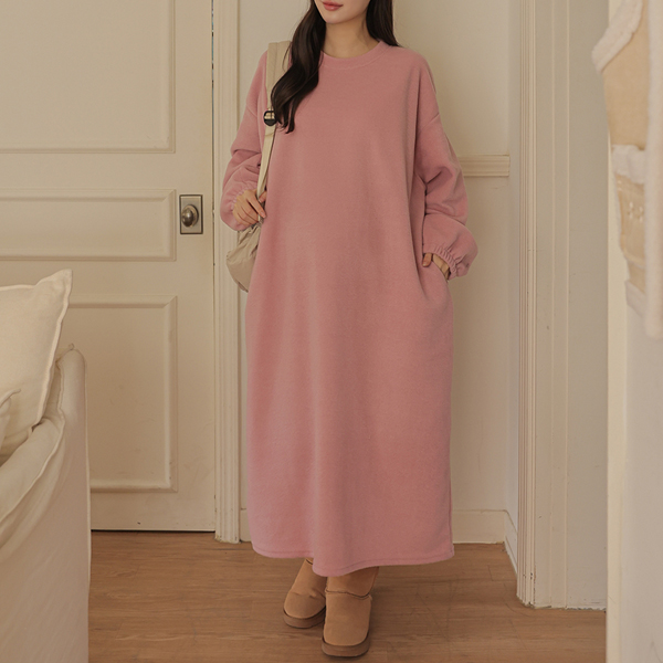 Maternity*Cotton candy fleece boxy maternity dress