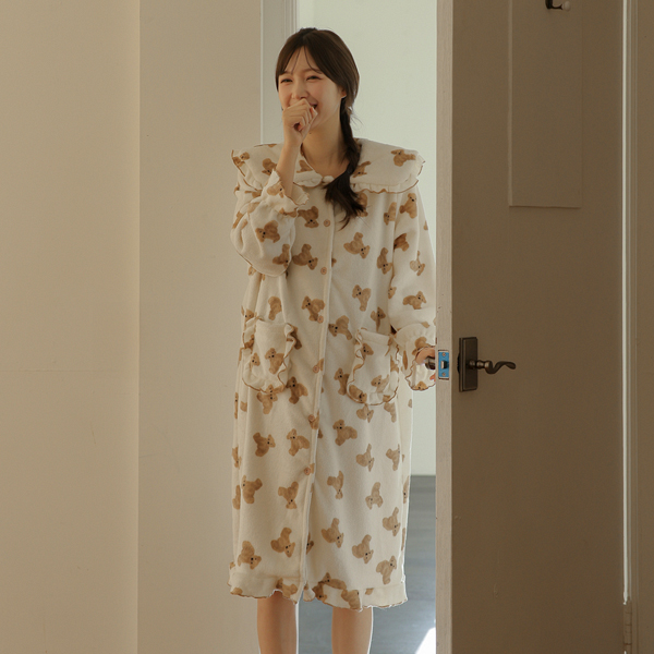 Nursing clothes*Teddy bear big collar frill nursing dress (early and middle school/new mothers)