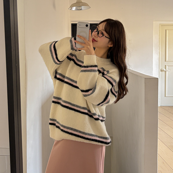 Maternity*Hairy Color Loose Fit-Knit