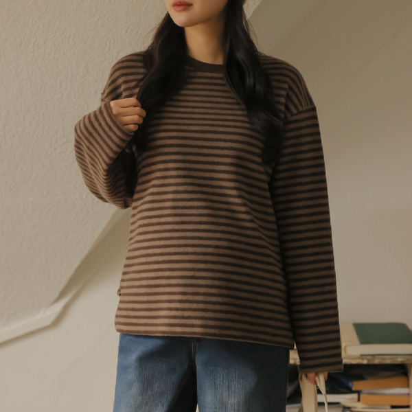 Maternity*Hair brushed single-breasted T-shirt