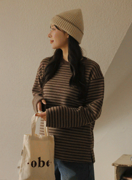 Maternity*Hair brushed single-breasted T-shirt