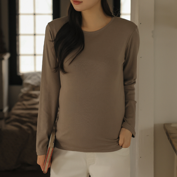 Maternity*Soft fleece round neck T-shirt