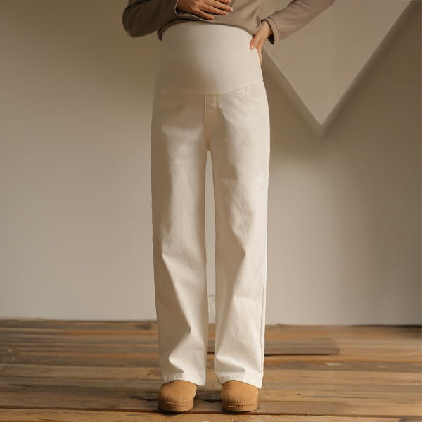 Maternity*Cotton fleece semi-wide maternity pants