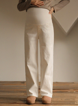 Maternity*Cotton fleece semi-wide maternity pants