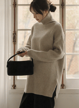 Maternity*Long-length team pola knit