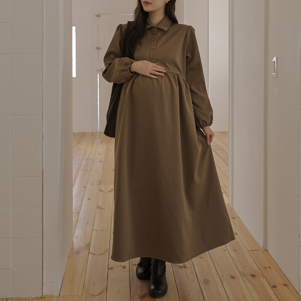 Maternity*Bonded mohair collar maternity dress