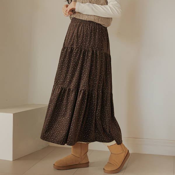 Maternity*Flower velvet banding fleece skirt