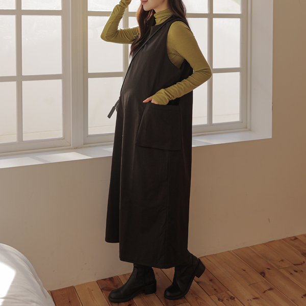 Maternity*Big Pocket Bonding Layered Maternity Dress