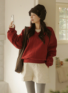 Maternity*Tom V-neck double-breasted man to man