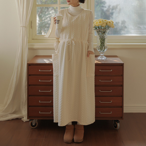 Maternity* Self-guarded embossed adjustable strap maternity dress