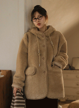 Maternity*Fleece Dumbbell Half Hooded Mustang