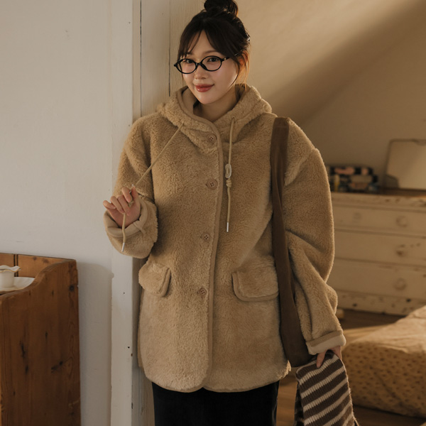 Maternity*Fleece Dumbbell Half Hooded Mustang