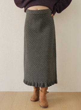Maternity*Dot Frill Knit Skirt