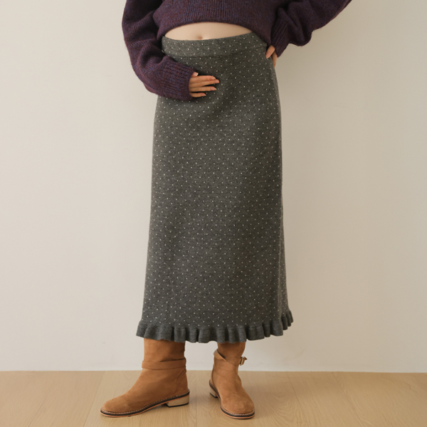 Maternity*Dot Frill Knit Skirt
