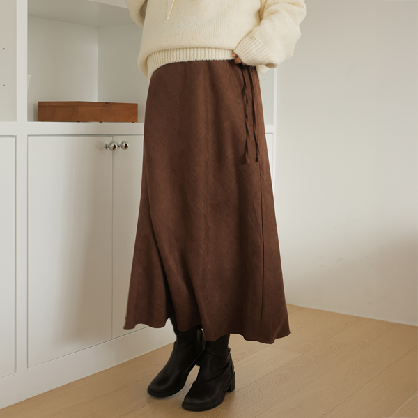 Maternity*Suede adjustable banding skirt