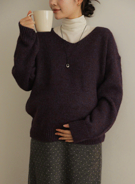 Maternity*Rib V-neck soft knit