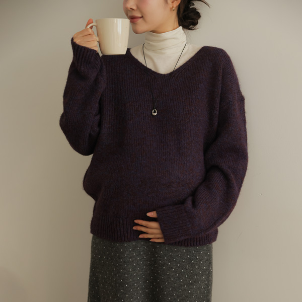 Maternity*Rib V-neck soft knit