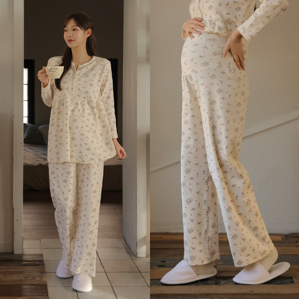 Maternity*Angel Flower Top and Bottom Set (Nursing Possible)