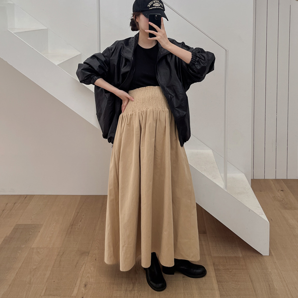 [S-made] Maternity* Peach Cotton Smoke Maternity Skirt