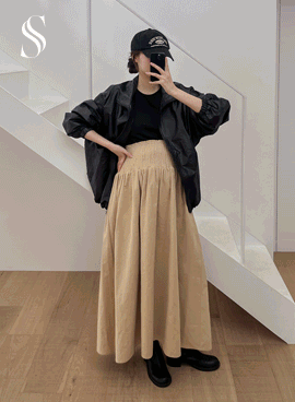 [S-made] Maternity* Peach Cotton Smoke Maternity Skirt