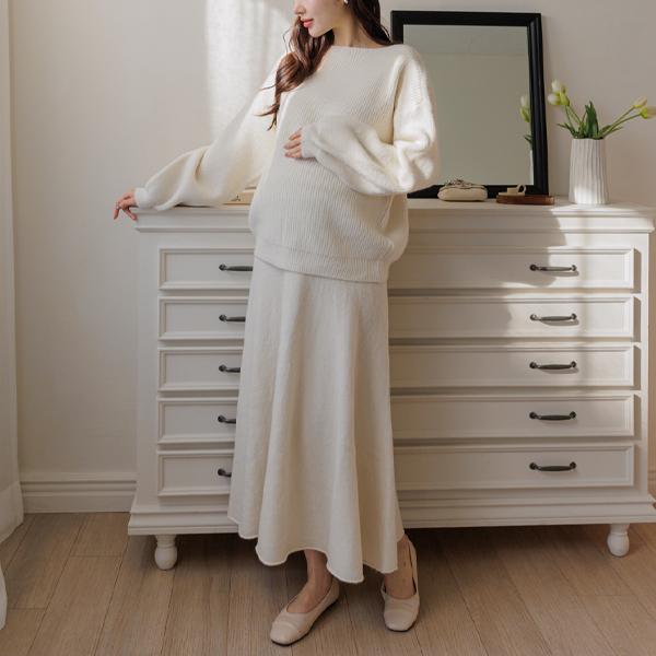 Maternity*Boatneck Knit Skirt Set