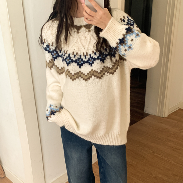 Maternity*Flat Nordic Loose fit-knit