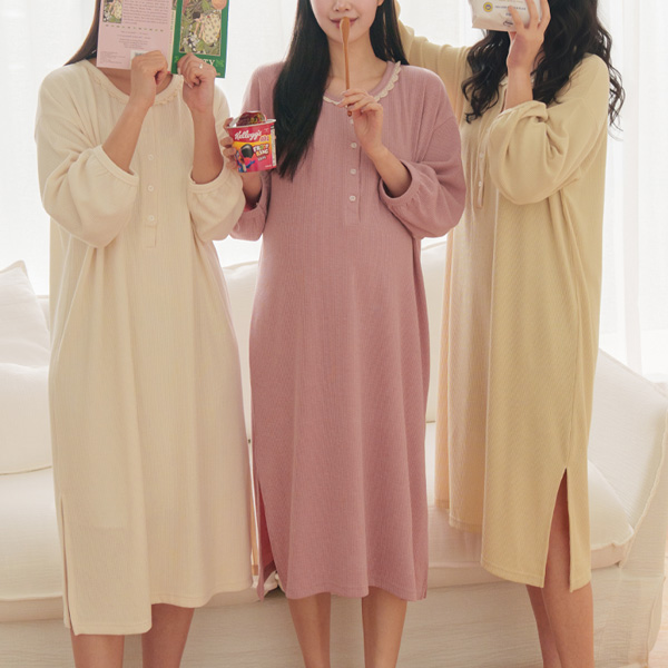 Maternity*Happy Home Pajamas Maternity One-Piece (Nursing Available)