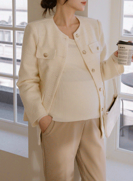 Maternity*Gold Button Half-Waisted Jacket