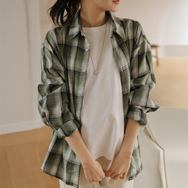 Maternity*Flannel Check Overfit Shirt