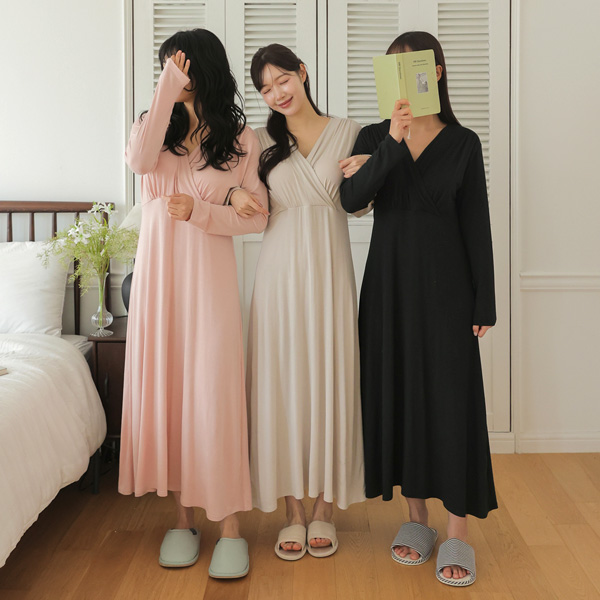 [S-made] Nursing Dress*One-Wear Goddess Wrap Stretchy Modal Nursing Dress