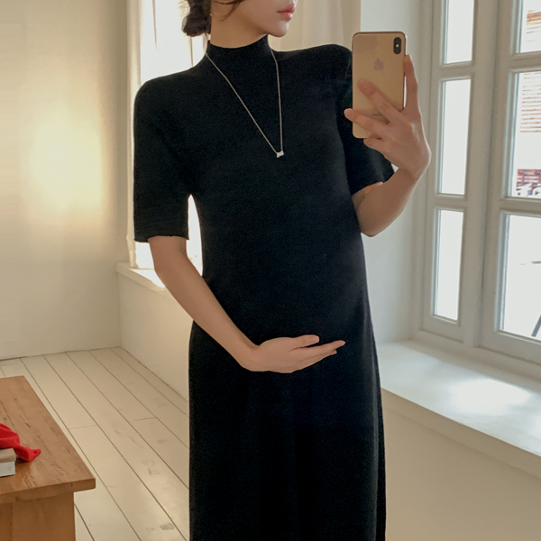 <b>[Popularity Vote #1]</b> Maternity*Slim Stretchy Knit Maternity Dress