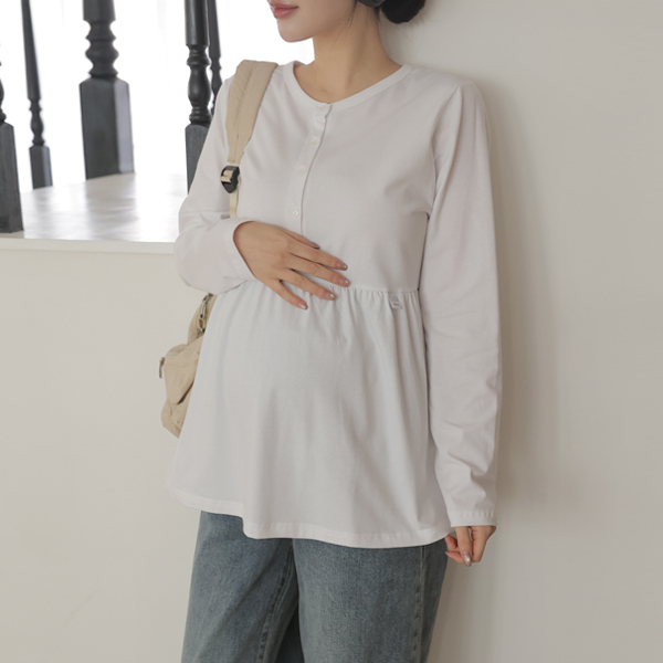 <b>[Modal material/button nursing/maternity compatible]</b> [S-made] Nursing clothes*Flower button modal nursing t-shirt (maternity compatible)