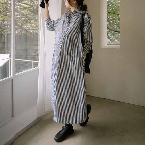 Maternity*Ringle boxy stripe maternity dress (possible for breastfeeding)