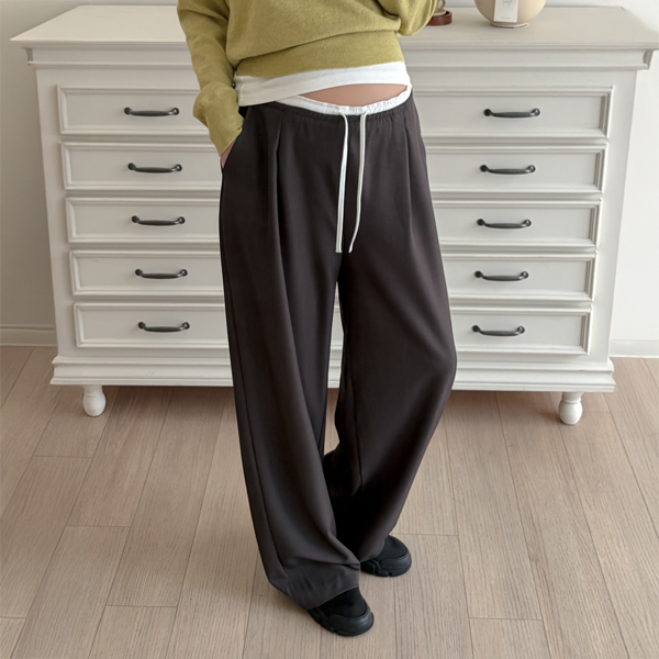Maternity*Obi Color Block Wide Maternity Pants (for postpartum use)
