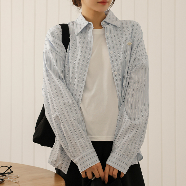 Maternity*Pendant Two-Way Striped Shirt