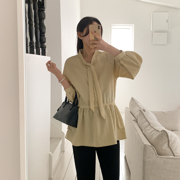 Maternity*Adjustable Riel Tie Blouse (for early/mid-term moms)