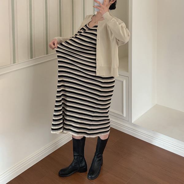 Maternity* Simple Cardigan Set Color Blocking Maternity Dress