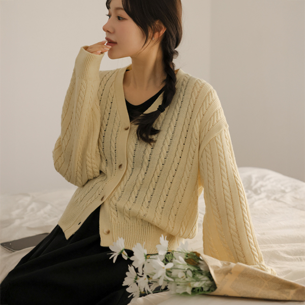 Maternity*Daily V-neck semi-crop cardigan