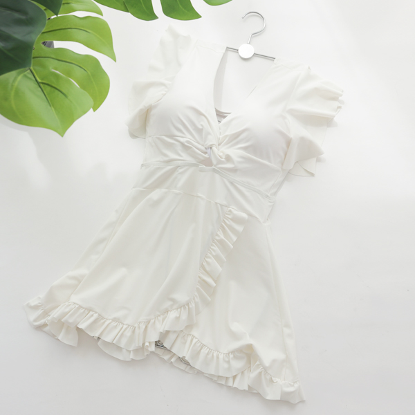 <b>[Free Shipping + Discount]</b> Maternity*Wrinkle Frill Two-Piece Swimsuit (Separate Top and Bottom)