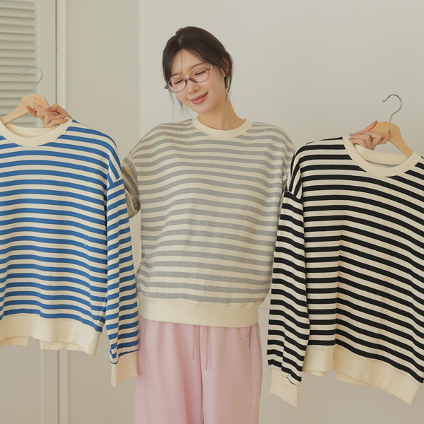 Maternity*Back Point Stripe Man to Man