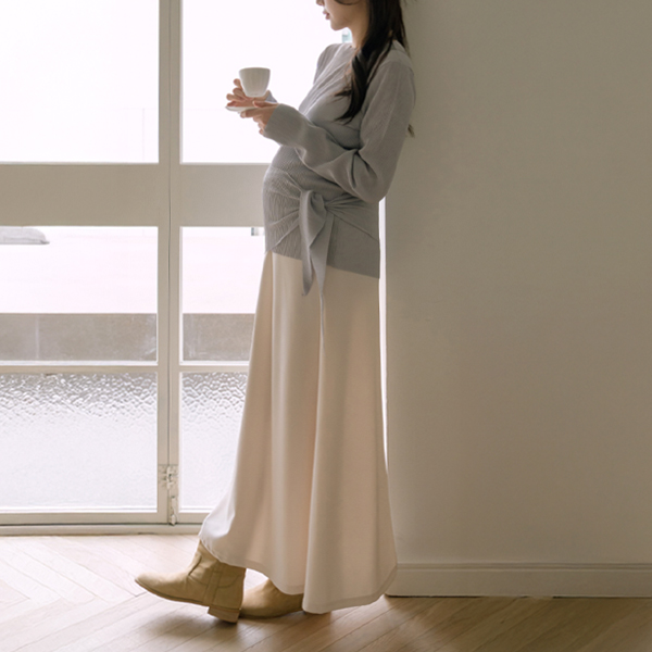 Maternity*Lady Fit Pleated T-shirt (Scarf Set)