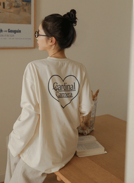 Maternity*Cardi Heart Loose T-shirt