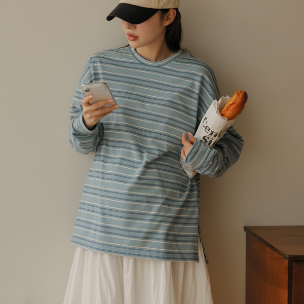 Maternity*Slit Single-breasted Overfit T-shirt