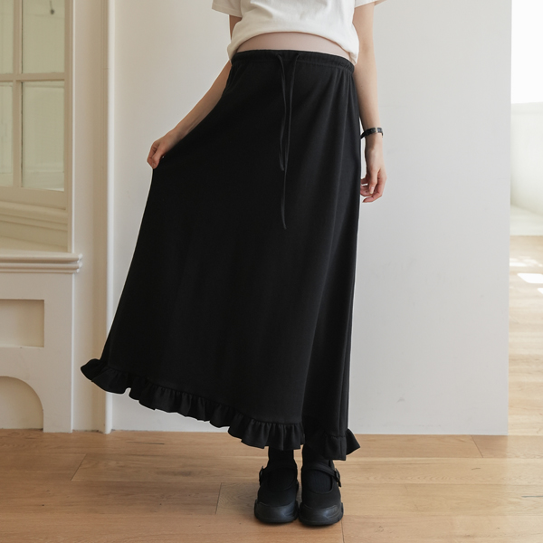 <b>[Belly Cover/No See-Through]</b> [S-made] Maternity*Toktok Frill Lace Banding Maternity Skirt