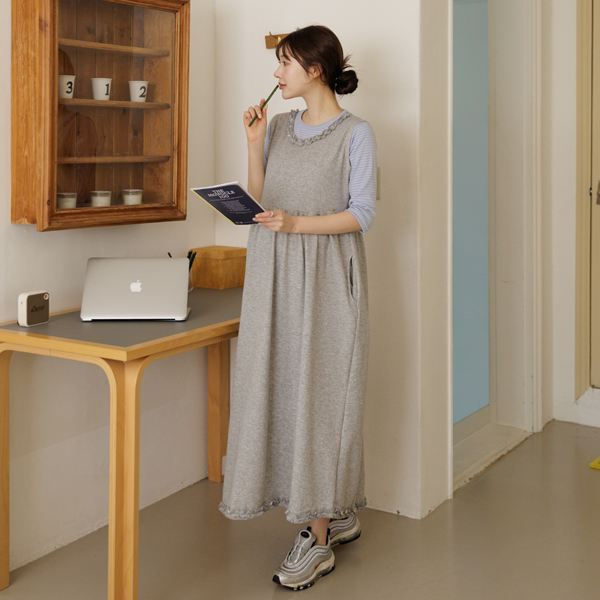 <b>[stylegood/Hwituru]</b> [S-made] Maternity*Frill Pocket Nashi Layered Maternity Dress