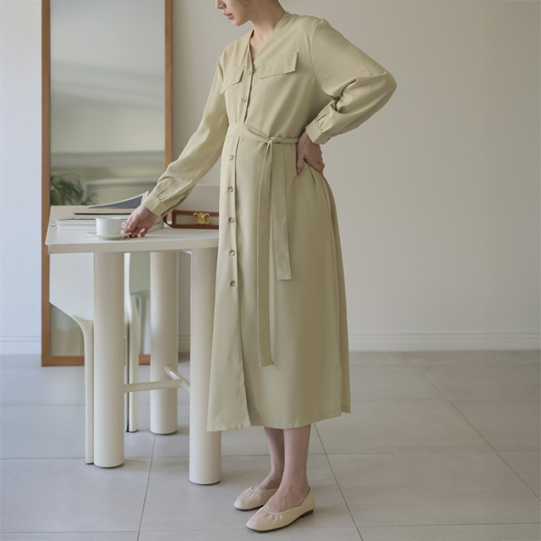 Maternity*Flap V-Shirt Maternity Dress (String SET)